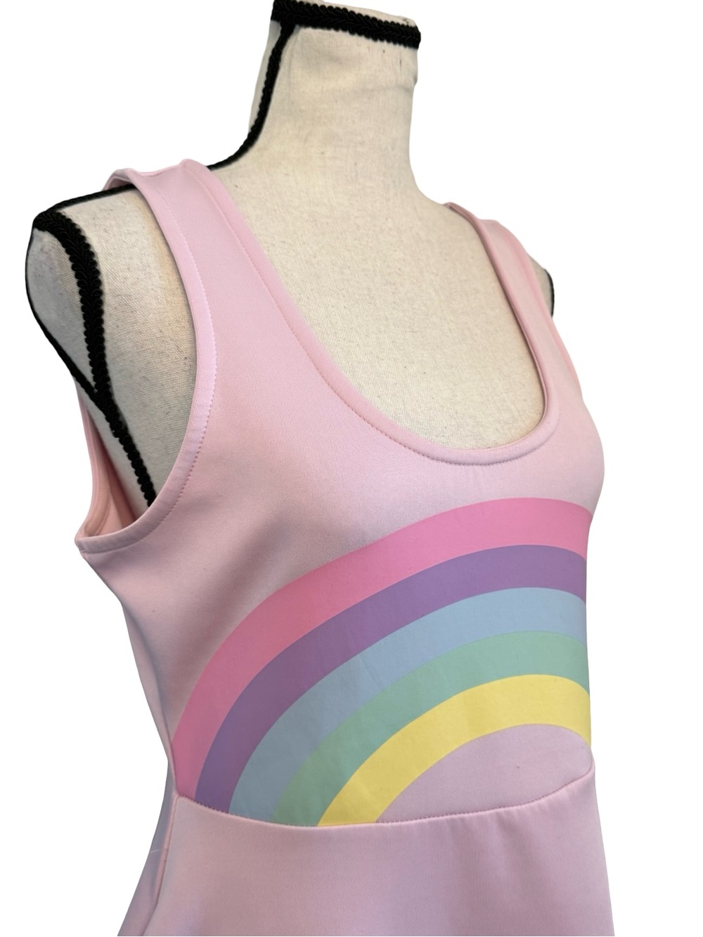 Sweet Society Pink Rainbow Fit & Flare Skater Dress Sleeveless Pockets M - Picture 2 of 11